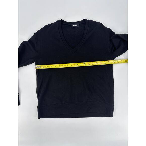 Monrow Supersoft V Neck Sweatshirt Black Cozy Lounge Pullover Size Small EUC - Picture 4 of 4